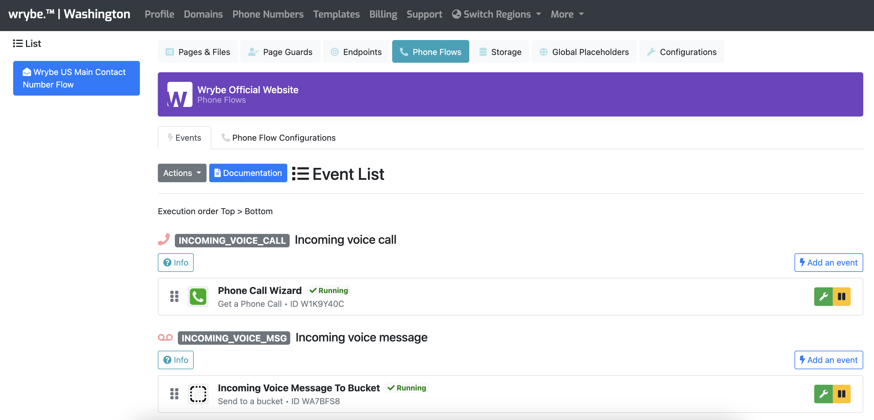 Phone flow event orchestration dashboard